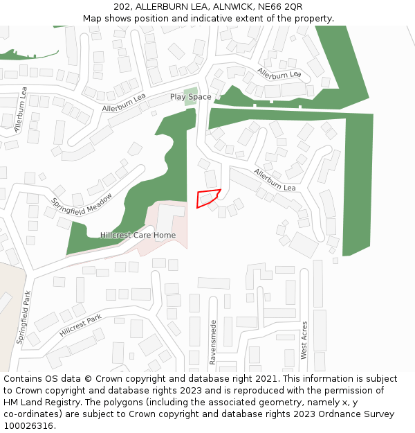 202, ALLERBURN LEA, ALNWICK, NE66 2QR: Location map and indicative extent of plot