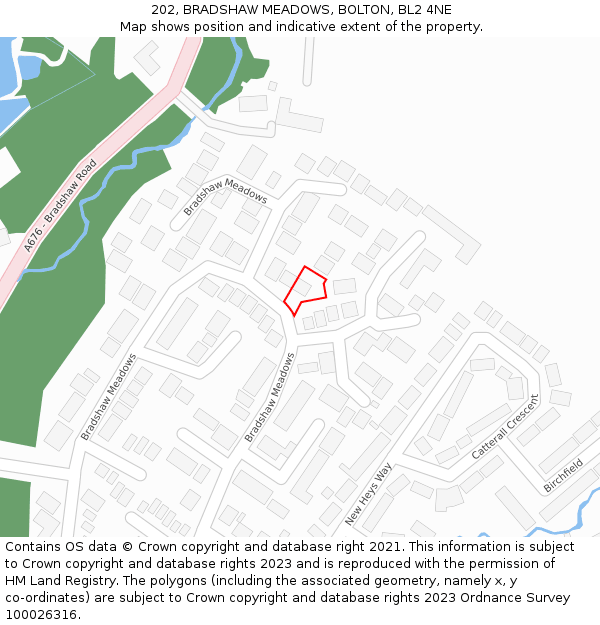 202, BRADSHAW MEADOWS, BOLTON, BL2 4NE: Location map and indicative extent of plot