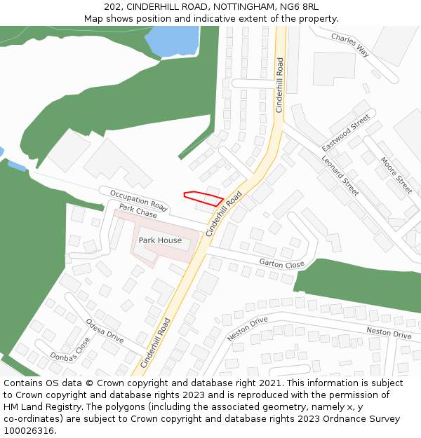 202, CINDERHILL ROAD, NOTTINGHAM, NG6 8RL: Location map and indicative extent of plot