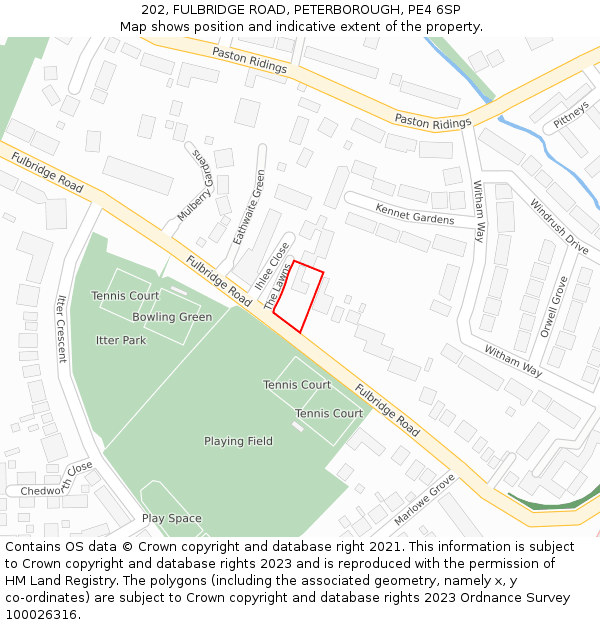 202, FULBRIDGE ROAD, PETERBOROUGH, PE4 6SP: Location map and indicative extent of plot
