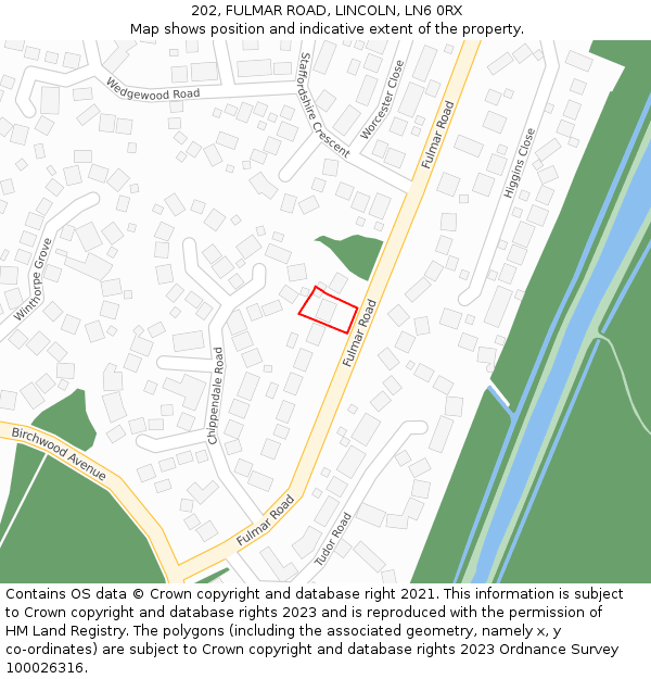 202, FULMAR ROAD, LINCOLN, LN6 0RX: Location map and indicative extent of plot