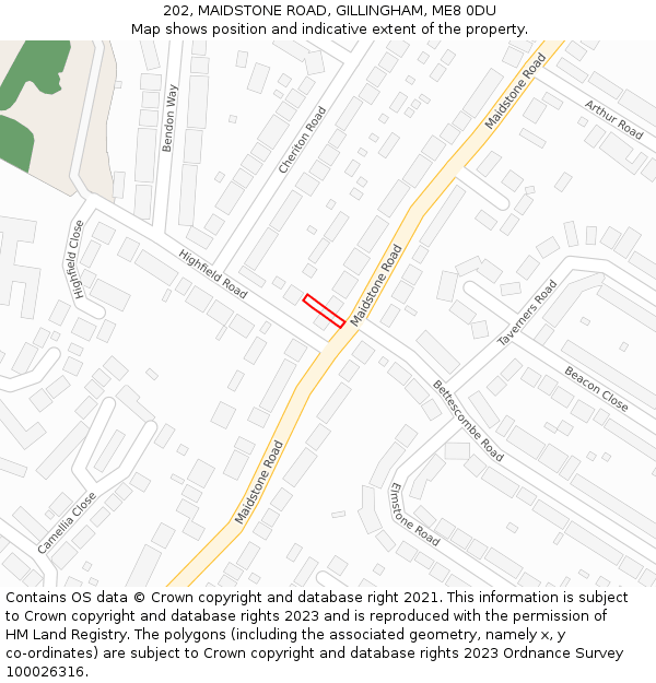 202, MAIDSTONE ROAD, GILLINGHAM, ME8 0DU: Location map and indicative extent of plot