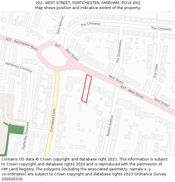 202, WEST STREET, PORTCHESTER, FAREHAM, PO16 9XQ: Location map and indicative extent of plot