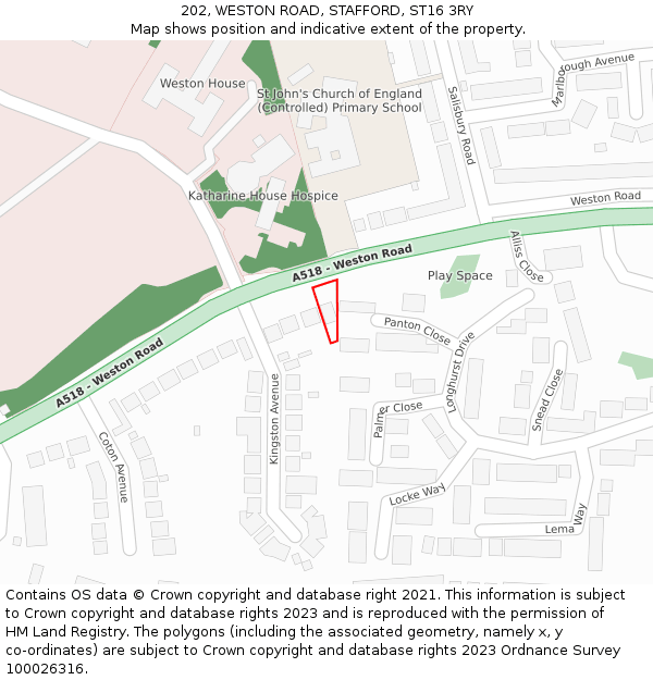 202, WESTON ROAD, STAFFORD, ST16 3RY: Location map and indicative extent of plot