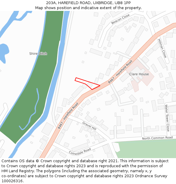 203A, HAREFIELD ROAD, UXBRIDGE, UB8 1PP: Location map and indicative extent of plot