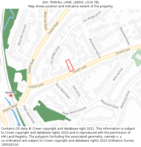 204, TINSHILL LANE, LEEDS, LS16 7BL: Location map and indicative extent of plot