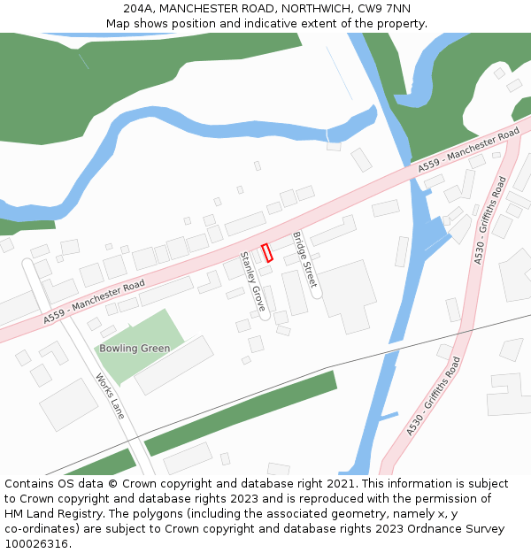 204A, MANCHESTER ROAD, NORTHWICH, CW9 7NN: Location map and indicative extent of plot