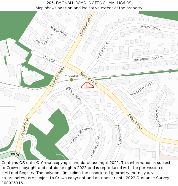 205, BAGNALL ROAD, NOTTINGHAM, NG6 8SJ: Location map and indicative extent of plot