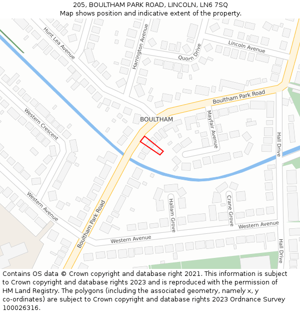 205, BOULTHAM PARK ROAD, LINCOLN, LN6 7SQ: Location map and indicative extent of plot