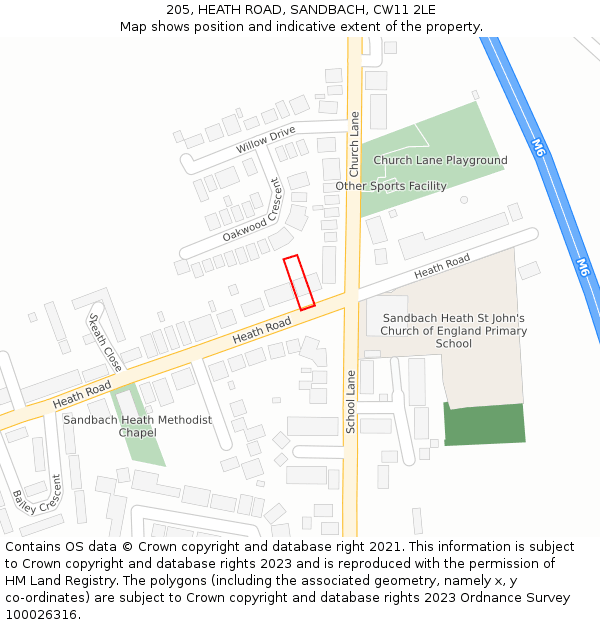 205, HEATH ROAD, SANDBACH, CW11 2LE: Location map and indicative extent of plot