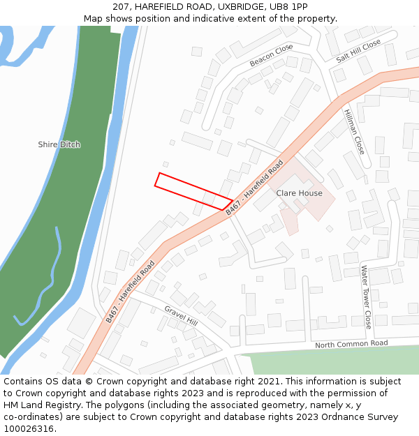207, HAREFIELD ROAD, UXBRIDGE, UB8 1PP: Location map and indicative extent of plot