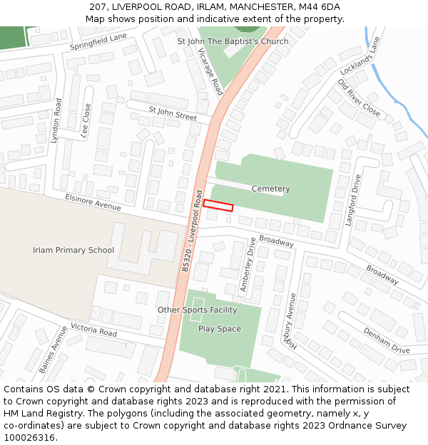207, LIVERPOOL ROAD, IRLAM, MANCHESTER, M44 6DA: Location map and indicative extent of plot