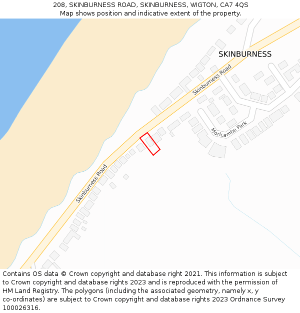 208, SKINBURNESS ROAD, SKINBURNESS, WIGTON, CA7 4QS: Location map and indicative extent of plot