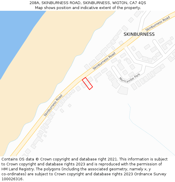 208A, SKINBURNESS ROAD, SKINBURNESS, WIGTON, CA7 4QS: Location map and indicative extent of plot
