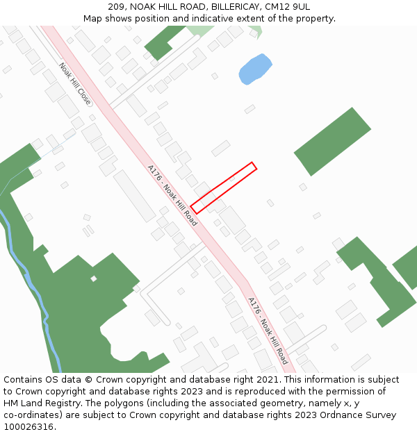 209, NOAK HILL ROAD, BILLERICAY, CM12 9UL: Location map and indicative extent of plot