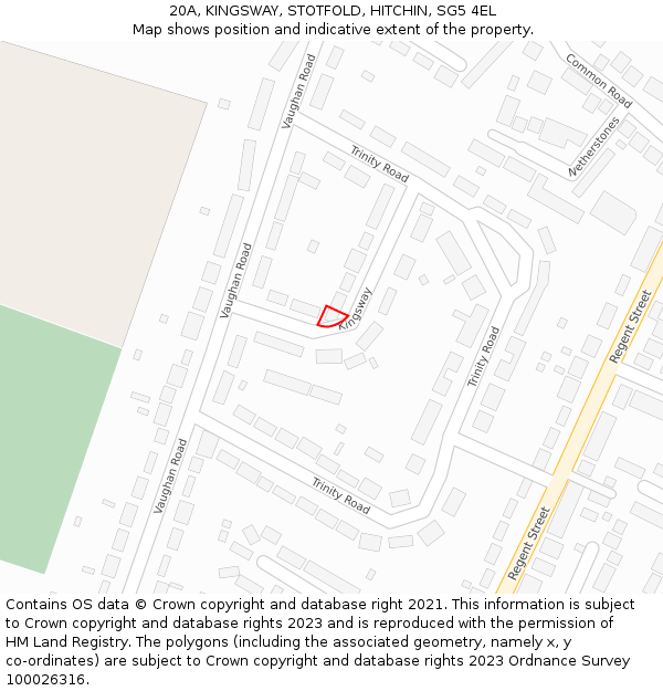 20A, KINGSWAY, STOTFOLD, HITCHIN, SG5 4EL: Location map and indicative extent of plot