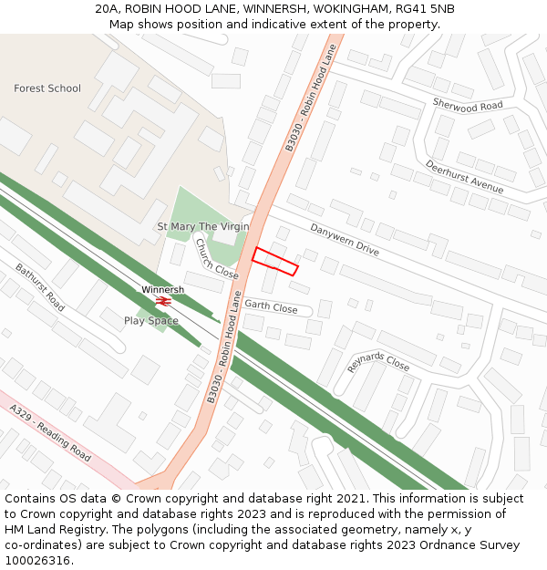 20A, ROBIN HOOD LANE, WINNERSH, WOKINGHAM, RG41 5NB: Location map and indicative extent of plot