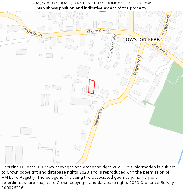 20A, STATION ROAD, OWSTON FERRY, DONCASTER, DN9 1AW: Location map and indicative extent of plot
