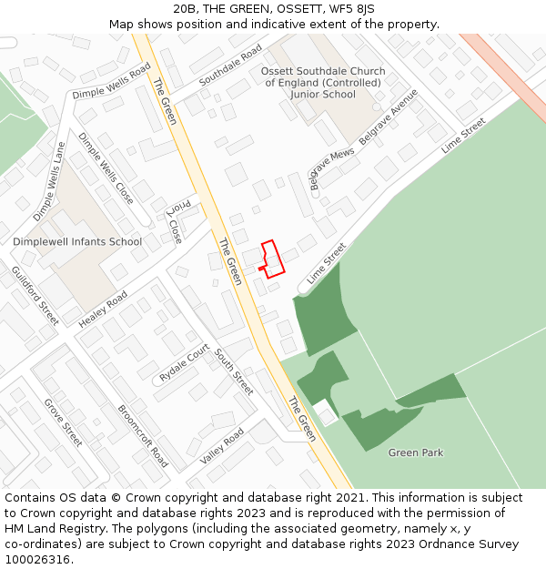 20B, THE GREEN, OSSETT, WF5 8JS: Location map and indicative extent of plot