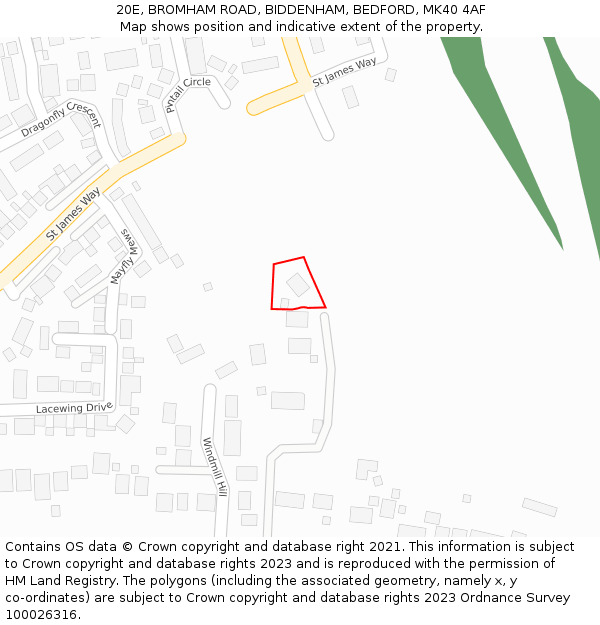20E, BROMHAM ROAD, BIDDENHAM, BEDFORD, MK40 4AF: Location map and indicative extent of plot