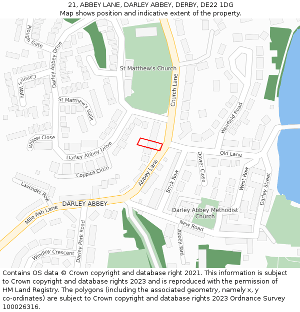 21, ABBEY LANE, DARLEY ABBEY, DERBY, DE22 1DG: Location map and indicative extent of plot