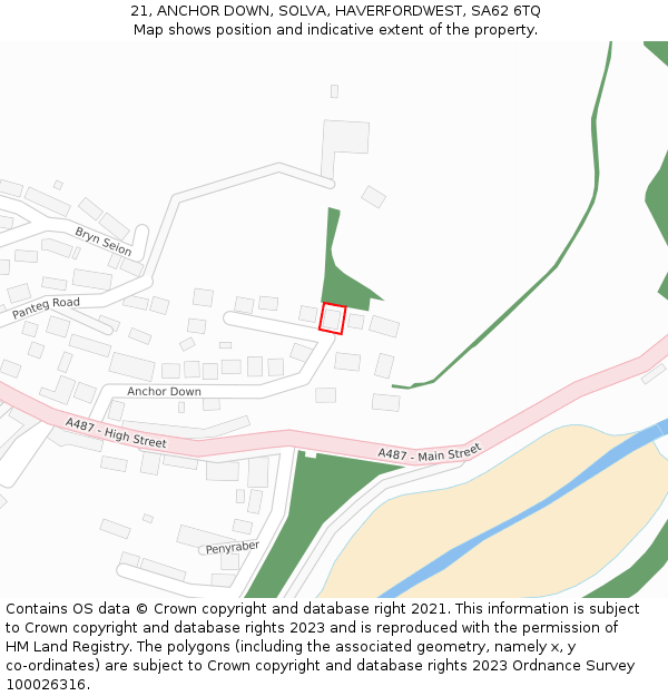 21, ANCHOR DOWN, SOLVA, HAVERFORDWEST, SA62 6TQ: Location map and indicative extent of plot