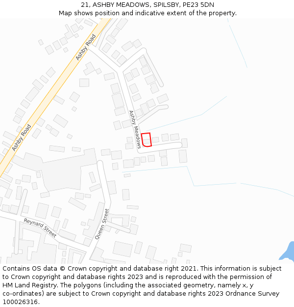 21, ASHBY MEADOWS, SPILSBY, PE23 5DN: Location map and indicative extent of plot