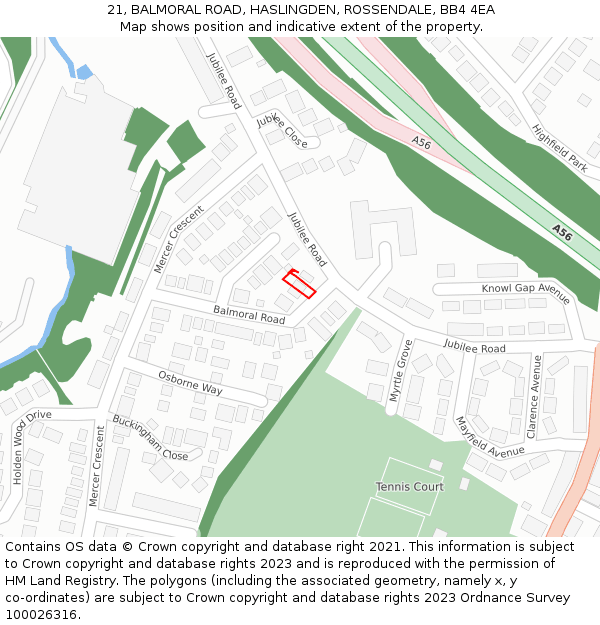 21, BALMORAL ROAD, HASLINGDEN, ROSSENDALE, BB4 4EA: Location map and indicative extent of plot