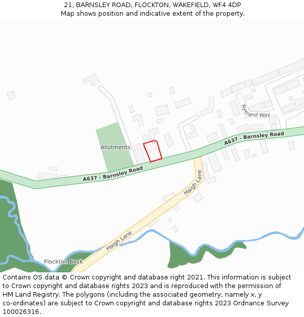 21, BARNSLEY ROAD, FLOCKTON, WAKEFIELD, WF4 4DP: Location map and indicative extent of plot