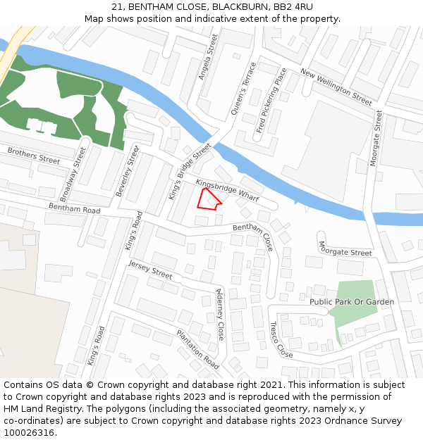 21, BENTHAM CLOSE, BLACKBURN, BB2 4RU: Location map and indicative extent of plot