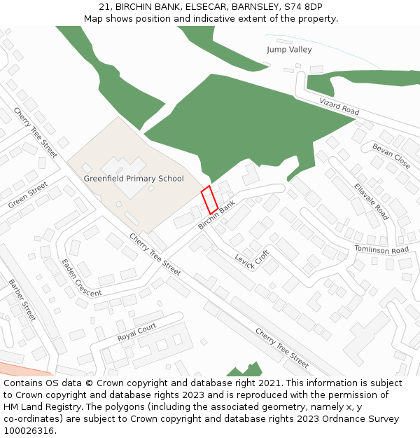 21, BIRCHIN BANK, ELSECAR, BARNSLEY, S74 8DP: Location map and indicative extent of plot