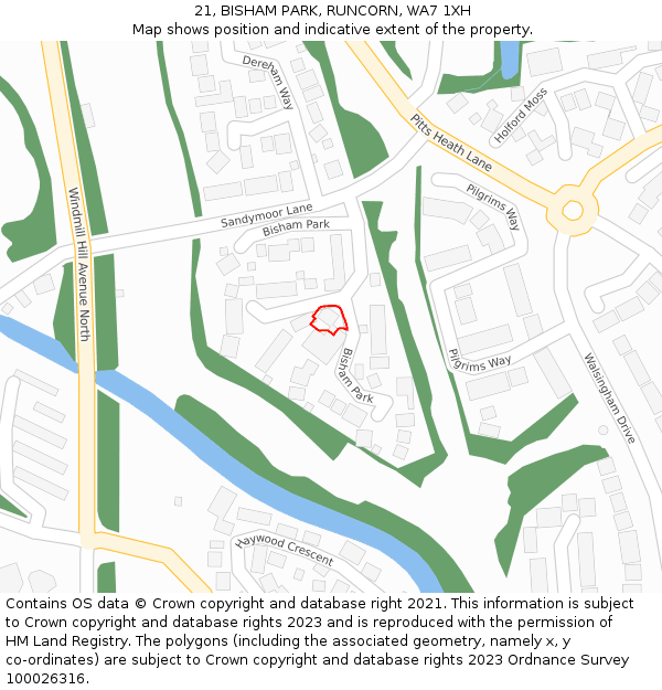 21, BISHAM PARK, RUNCORN, WA7 1XH: Location map and indicative extent of plot