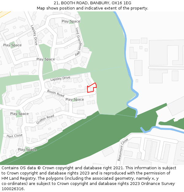 21, BOOTH ROAD, BANBURY, OX16 1EG: Location map and indicative extent of plot