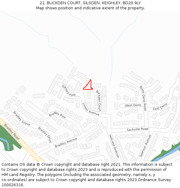 21, BUCKDEN COURT, SILSDEN, KEIGHLEY, BD20 9LY: Location map and indicative extent of plot