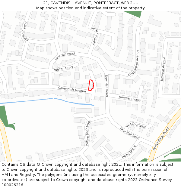 21, CAVENDISH AVENUE, PONTEFRACT, WF8 2UU: Location map and indicative extent of plot
