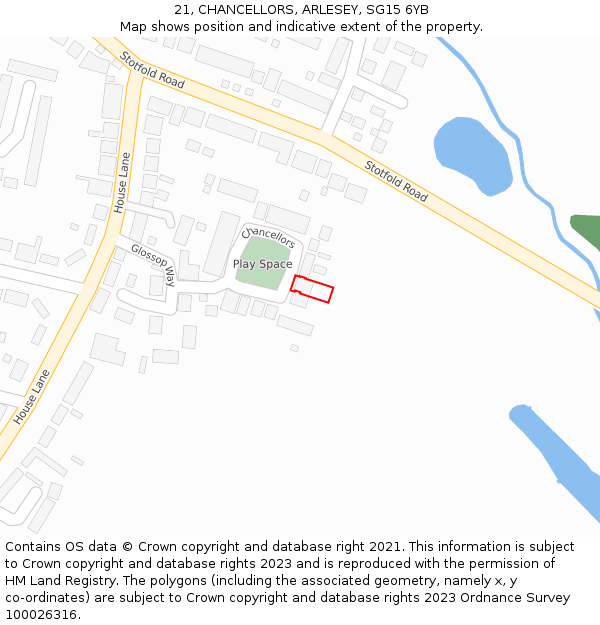 21, CHANCELLORS, ARLESEY, SG15 6YB: Location map and indicative extent of plot