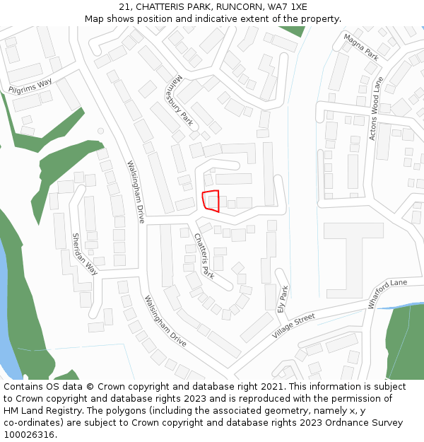 21, CHATTERIS PARK, RUNCORN, WA7 1XE: Location map and indicative extent of plot