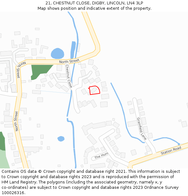 21, CHESTNUT CLOSE, DIGBY, LINCOLN, LN4 3LP: Location map and indicative extent of plot