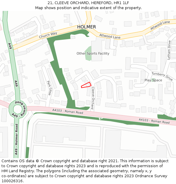 21, CLEEVE ORCHARD, HEREFORD, HR1 1LF: Location map and indicative extent of plot
