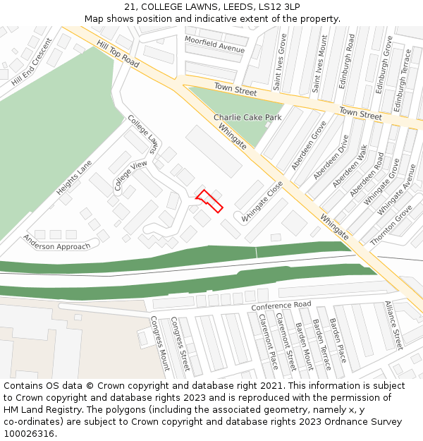 21, COLLEGE LAWNS, LEEDS, LS12 3LP: Location map and indicative extent of plot
