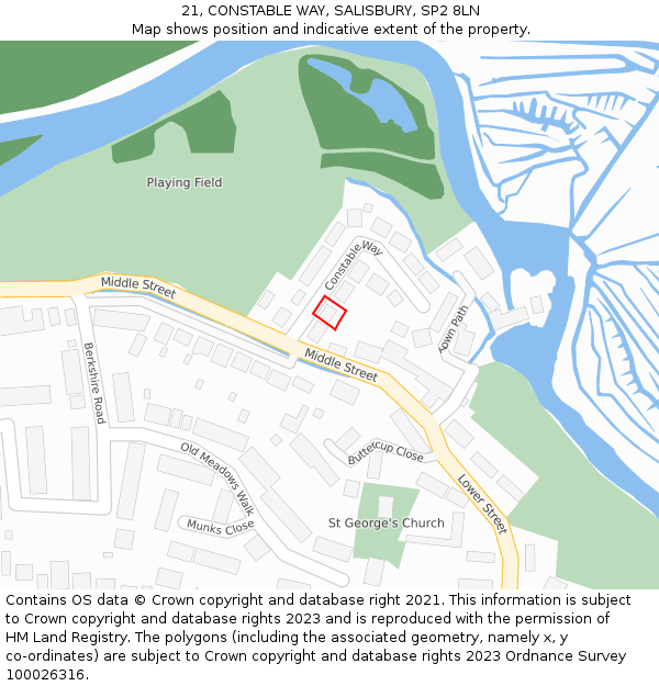 21, CONSTABLE WAY, SALISBURY, SP2 8LN: Location map and indicative extent of plot