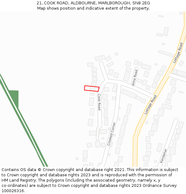 21, COOK ROAD, ALDBOURNE, MARLBOROUGH, SN8 2EG: Location map and indicative extent of plot
