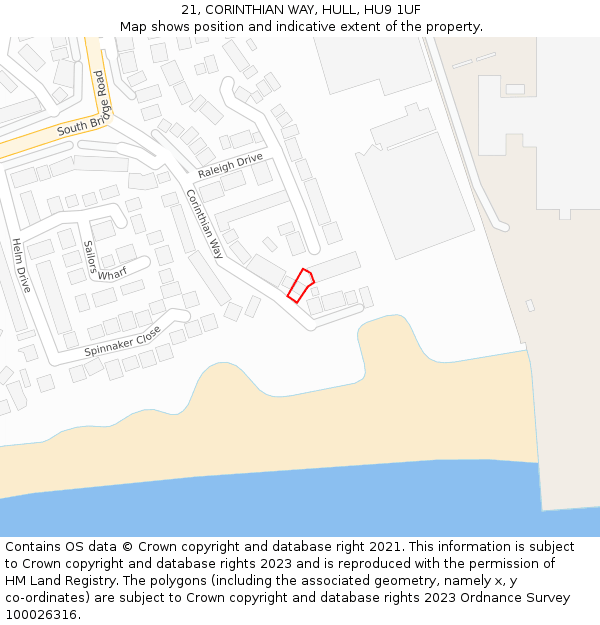 21, CORINTHIAN WAY, HULL, HU9 1UF: Location map and indicative extent of plot