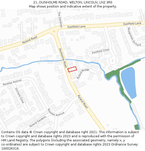 21, DUNHOLME ROAD, WELTON, LINCOLN, LN2 3RS: Location map and indicative extent of plot