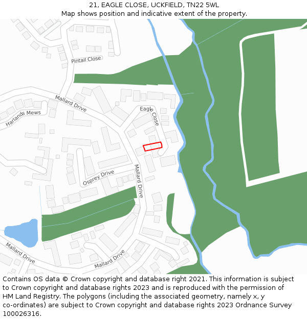 21, EAGLE CLOSE, UCKFIELD, TN22 5WL: Location map and indicative extent of plot