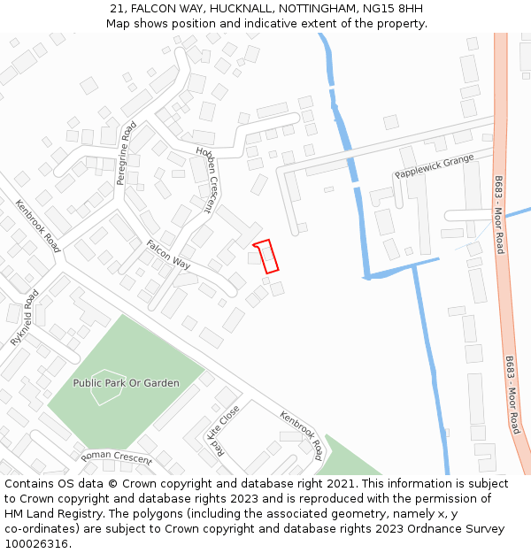 21, FALCON WAY, HUCKNALL, NOTTINGHAM, NG15 8HH: Location map and indicative extent of plot