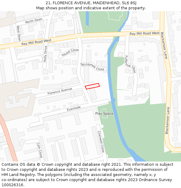 21, FLORENCE AVENUE, MAIDENHEAD, SL6 8SJ: Location map and indicative extent of plot