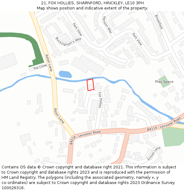 21, FOX HOLLIES, SHARNFORD, HINCKLEY, LE10 3PH: Location map and indicative extent of plot
