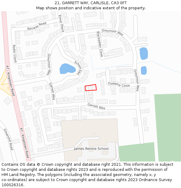 21, GARRETT WAY, CARLISLE, CA3 0FT: Location map and indicative extent of plot