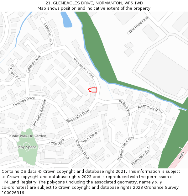 21, GLENEAGLES DRIVE, NORMANTON, WF6 1WD: Location map and indicative extent of plot